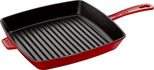 STAUB Amerikanische Grillpfanne 30 cm, Gusseisen, Für alle Herdarten, Kirschrot