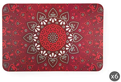 Excelsa Mandala Set 6 Tovagliette, Rosso, 43 x 29 cm, 6 unità