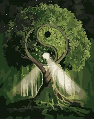 ABEUTY Wandkunst Pflanze Baum Spiegel Malen nach Zahlen, DIY Ölgemälde auf Leinwand Gemälde 40x50cm