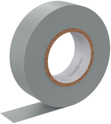 Lumonic 5 rollos Cinta aislante PVC 19mm x 20m cinta adhesiva gris Isotape I Adecuado para electricistas y aficionados I Cinta aislante en varias longitudes y colores