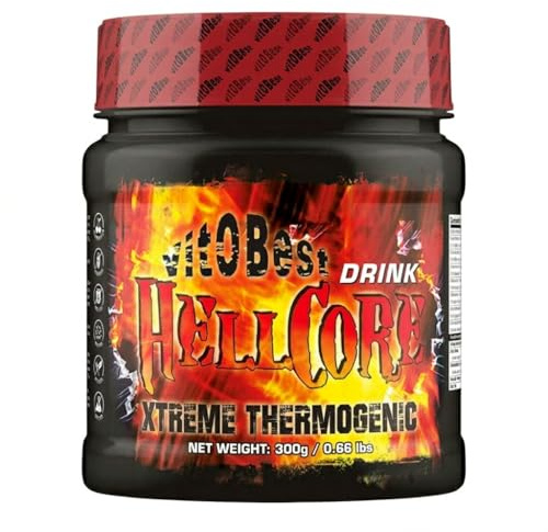VITOBEST | Termogénico Hellcore Drink | Contribuye a elevar la temperatura basal y ayuda a activar el metabolismo y aprovechar de las grasas durante los entrenos | Sabor Limón - 300 g