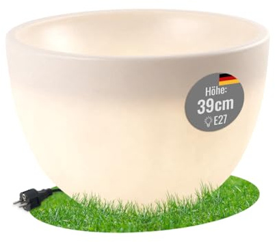 8 seasons Design LED Pflanzkübel 59 x 39cm, Shining Curvy Pot XM (Weiß) E27, warmweißes Licht – wetterfest – beleuchteter Blumentopf für außen (Garten, Terrasse, Balkon) und innen