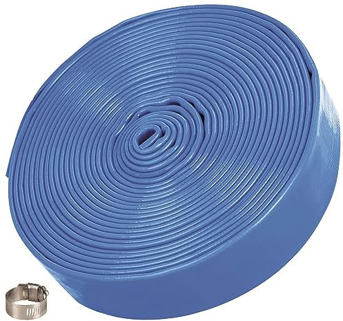 T.I.P. Tubo di drenaggio/tubo piatto blu, 10 m, 1 1/4, con fascetta, 31096