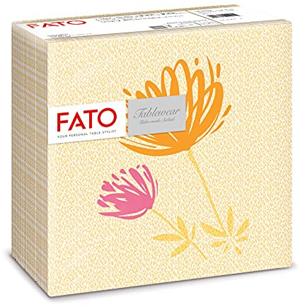Fato, serviettes en papier sec, Airlaid, effet textile, paquet de 50 serviettes, format 40x40 plié en 4, Tangerine Magnolia Decor