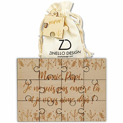 Puzzle aus Holz zur Schwangerschaft für Großeltern | Geschenkidee, originelle und personalisierte Geschenkidee für die werdende Oma und Großvater