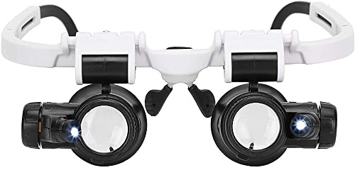 Tiardey Glasses Magnifier,8X 15x 23x Head Wearing Magnifying Glass with LED Light Headband Magnify Lens for Reading,Glasses Magnifier,Magnifying Tattoo,Jeweler Repairing