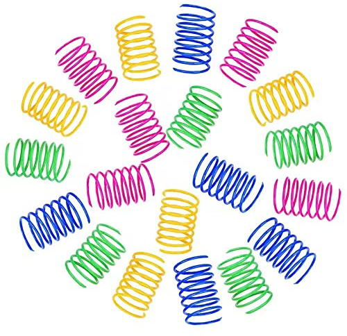 Xzhixiao 20 Stück Katze Plastik Spielzeug Set, Featured Plastik Sprung Spielzeug, Neuheit Haustier Spielzeug, Katze Farbe Spule Feder Spielzeug, Haustier Partner.