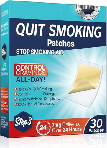 Quit Smoking Patches Step 3, Step 3 to Quit Smoking, 7mg Delivered Over 24 Hours, Smoking Aid to Help Quit Smoking 30 Patches.