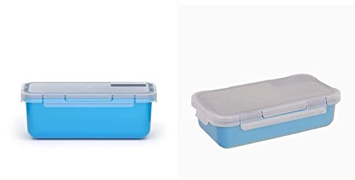 Valira Porta alimentos - Contenedor hermético de 0,75 L hecho en España, color azul & Porta alimentos - Contenedor hermético de 0,5 L hecho en España, color azul