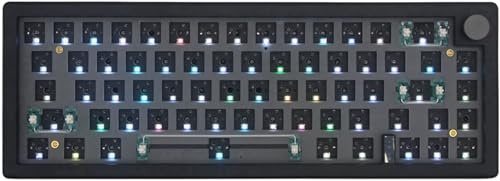 Cmokifuly GMK67 - Kit tastiera meccanica 65% trimodale LED RGB per interruttori 3/5 pin, 66+1 tasti Hotswap Socket PCB nero