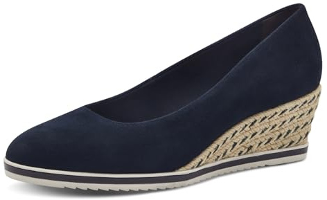Tamaris Escarpins femme à talon compensé cuir bleu 37 EU