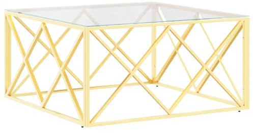 vidaXL Couchtisch 80x80x40 cm Edelstahl und Glas