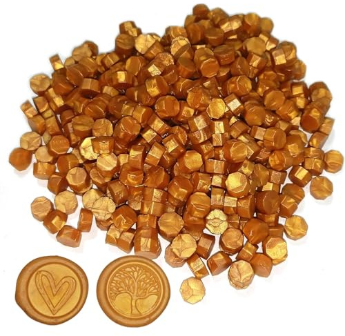 Chedin - Lot de 500 perles de cire pour sceau de cire, perles de cire pour sceau de laque vintage et lettres, invitations, cartes, emballage de vin, emballage cadeau (or royal)