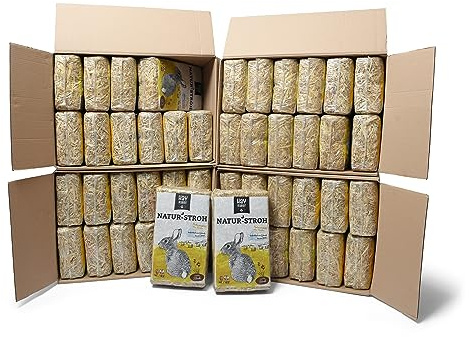 Hayrabbit - Natur-Stroh Für Kleintiere 48kg - Stroh Aus 100% Getreide - Abgepackt In 1kg Beuteln