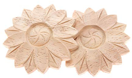 Holzornamente 10 Stücke/2 Stücke Holzschnitzerei Blume Aufkleber Holzfiguren Ecke Handwerk Chip 4 5/6 Cm Runde Applikationen Rahmen Wand Tür Möbel Dekor 2 Stücke 6 Cm
