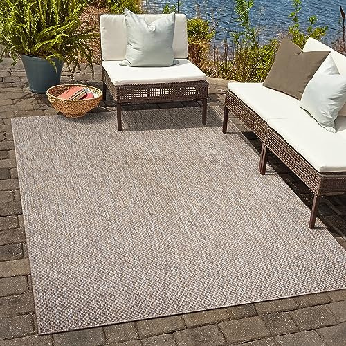 SANAT Melissa Outdoor Teppich Wetterfest - Balkon Wasserabweisend - Für Innen und Außenbereich, Terrasse, Garten, Wohnzimmer oder Küche - Beige, 140x200