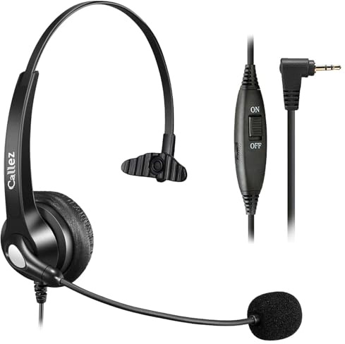 Phone Headset with Microphone Noise Cancelling & Volume Controls, 2.5mm Office Telephone Headphone for VTech Panasonic KX-TGE633M TGF352N Cisco SPA504G 508G AT&T ML17929 RCA Cordless Landline Phones