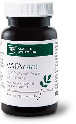 Classic Ayurveda - VATAcare Kapseln - 32 g ca. 60 Kapseln - Für Gleichgewicht des VATA-Doshas – mit Ashvagandha Extrakt und Brahmi Extrakt
