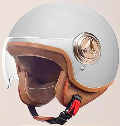 stdpcxz 3/4Casque Ouvert Demi-Casque De Moto Homologué ECE avec Visière Casque Bols pour Hommes Et Femmes Adultes Casques De Moto Vintage Demi-Visage pour Chopper Scooter De Vélo Cruiser 3,58-62CM