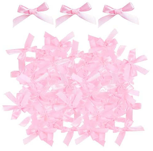 200 fiocchi rosa, mini fiocchi, fiocchi colorati, fiocchi colorati su entrambi i lati, fiocchi di colore satinato, 4 cm, decorazioni fai da te per matrimoni, decorazioni regalo