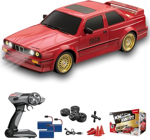 Hylukon Radiostyrd bil 2,4 GHz RC Drift Car 30 km/h - 1/16 Derrape racerbil med främre och bakre lampor retrostil