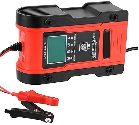 nmbhus Caricabatteria for Auto 12V 24V 6A Manutentore E Desolfatore di Carica A Impulsi Intelligenti for Batteria al Piombo for Auto Moto Agm Gel