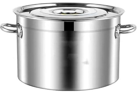 Suppentopf aus Edelstahl, Schmortopf mit Deckel, antihaftbeschichtet, lebensmittelecht, robust, großer Suppentopf, 3-lagig, Edelstahl verkleidet, Silber (13–40 l)(25)