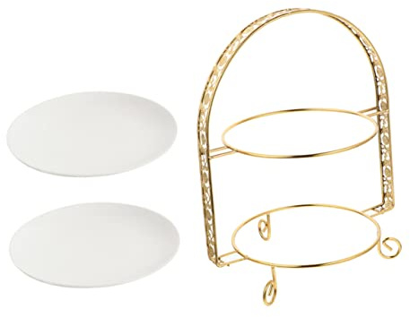 TOPBATHY Elegante Espositore Per Torte A 2 Piani Con Piatto Di Frutta E Supporto Per Dessert in Ferro Per Lora Del Tè