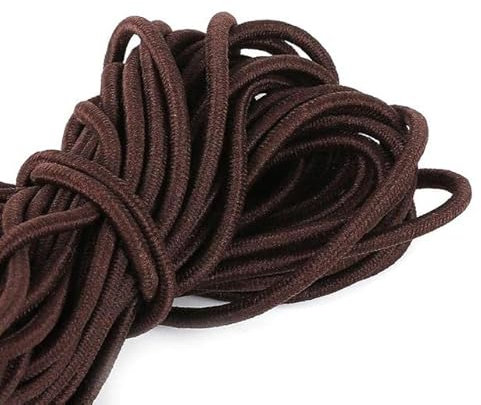 Elástico for coser, banda elástica, 5 m/bolsa, 2/2,5 mm, hilo elástico redondo, cuerda de goma, bandas elásticas, línea elástica for bricolaje, accesorios de costura de prendas de vestir(Bruin,2mm)