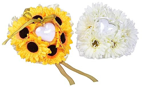 OKUMEYR Ringkissen Für Hochzeit Sonnenblume Form Hochzeitszubehör Besticktes Ringkissen Anmutiges Design