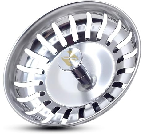 NAVZA Sink Strainer & kitchen sink plug, Stainless Steel Sink Plug Replacement, Hole Diameter 78mm, 80MM, 82MM, 84MM, Thicken for Food/Hair Catch, Pop up Sink Drainer Plug (Silver, 80MM)