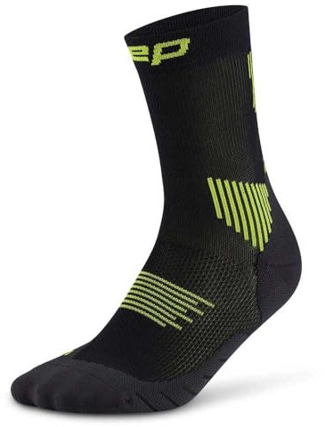 CEP 5.0 Mid Cut Kurze Laufsocken für Herren Größe 42-45 – Laufsocken mit Kompression für schnellere Regeneration & blasenfreies Laufen – Running Socks für optimale Durchblutung – Schwarz/Lime