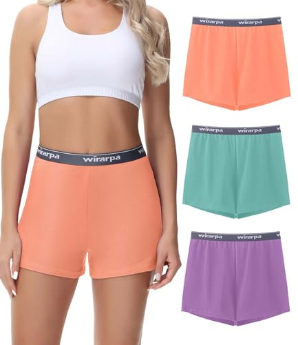 wirarpa Pyjamasbyxor för kvinnor, bomull, pyjamasshorts, bekväma sovshorts, loungebyxor, 3-pack, Orange/Grön/Lila, XL
