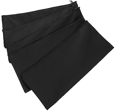 SHINEOFI Pochettes à Outils Fermeture Éclair Lot de 5 en Toile Noire Organisateur Réutilisable pour Rangement D’Outils et Fournitures D’Art