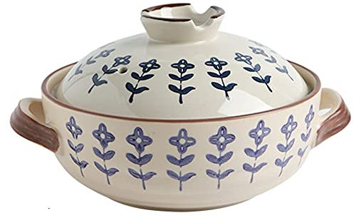 Msuiiixcccc Cooking pot ceramic casserole dish with colorful flower lid round ceramic clay pot for stewing pot for stewing rice cooker D 2.5L (B 1.5L) (D 1.5L)