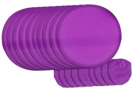 LeeQinersw 10 Stücke Falten Lüfter Tragbarer Flying Disc, Faltbarer Flying Disc Fächer, Handheld Elastic Compact Tragbare Flying Disc Fans, Round-Fan für Werbung DIY Outdoor Aktivität, Lila