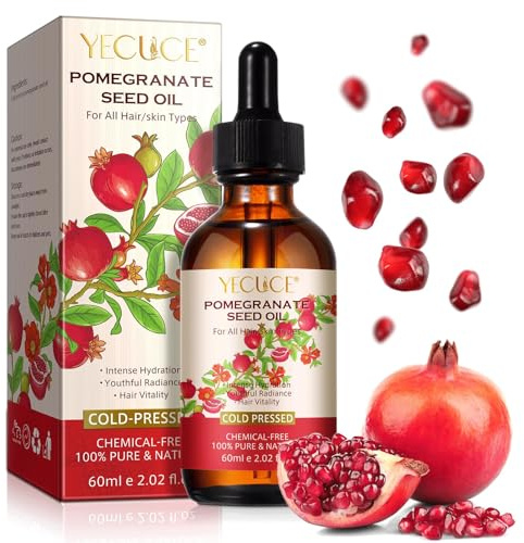 Aceite de semilla de granada, 100% prensado en frío, cuida la piel y el cabello, fortalece la elasticidad y promueve el crecimiento saludable del cabello