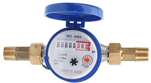 Zerodis Water Meter Vertical Mechanical Cold with Pulse Output 1/2 Garden Home Use Potable Measuring in Gallon Couplings Easy to Read, for Homes, Gardens, Etc