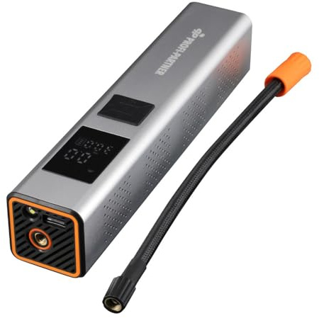 PROFI-PARTNER Akku-Luftpumpe 150 PSI, Manometer, USB-C, Auto, Motorrad | Digitales Display, tragbare Reifenpumpe, auch für Fahrrad und Bälle, 40 % mehr Luftdurchfluss