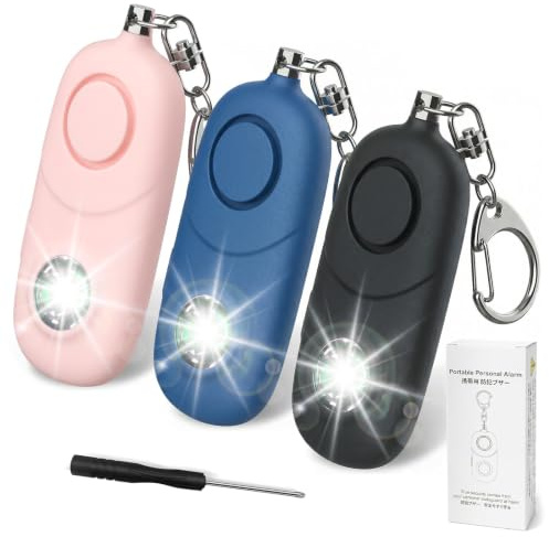 Alarme personnelle 135dB avec lumière LED Porte-clés pour Femmes | LED lumineux | Design élégant | boîtier léger | piles LR44 | utilisation simple | étudiants | seniors | sécurité quotidienne