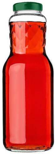 KADAX Botellas de cristal de 1 l, 1 unidad, botellas de zumo con tapón de rosca fi53 mm, botellas vacías para conservas y llenado, botellas de zumo, botella de cuello ancho (verde)