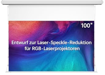 100 PureVision Beamer Leinwand Elektrisch mit Laser-Speklereduzierung & Auto-Sync für Langdistanz-Projektoren, Leinwand Beamer 4K/8K UHD Ready, 20 Verstellbarer Vorsprung und Schwarze Rückseite