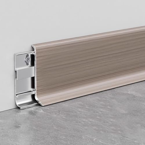 Battiscopa in alluminio, 125 cm, 4 pezzi, profilo durevole per bordi del pavimento in laminato, elegante transizioni per decorazione di casa e ufficio, design moderno (G)