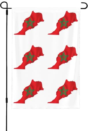 Bandera de Marruecos con mapa de otoño para jardín, doble cara, decoración de temporada duradera para decoración de porche delantero