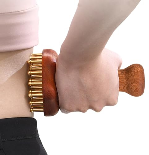 Masqueur de tête à masser le cuir chevelu | Brosse de relaxation à 24 picots en cuivre - Brosse de massage corporel avec manche en bois,pour femmes, hommes, maison, salle de bains, spa, pause détente,