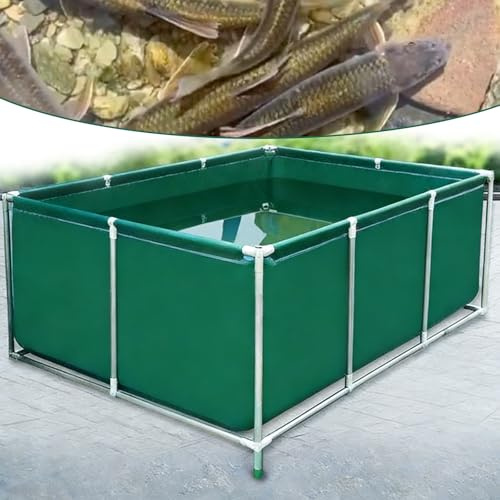 Fyrkantig Koi Bing-tank – 3 x 2 x 0,8 m PVC-duk fiskdamm med dräneringsventil idealisk för barn trädgård bevattning och vatten Sto – och mångsidig quarium pooldamm