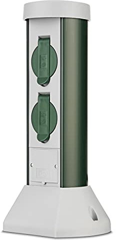 REV Außensteckdose GreenCraft - 2-Fach Garten Steckdosensäule, 36cm Höhe, Outdoor Steckdose IP44 spritzwassergeschützt, grün
