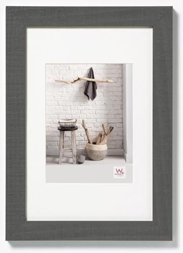 walther design Bilderrahmen grau 60 x 80 cm mit Passepartout, Home Holzrahmen HO080D