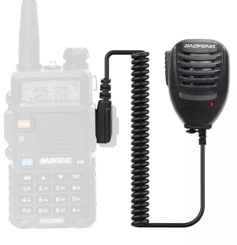 CABLEPELADO Microfono altoparlante per Walkie Talkie, microfono per walkie talkie, compatibile con BaoFeng UV-5R BF-888S UV-82 UV-S9 BF-F8HP UV-10R UV-11R BF-H6 GT-3 GM-15PRO, Led Rosso