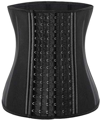 Entrenador de Cintura para Mujer, corsé, Moldeador de Cuerpo, Faja Recortadora con Extensor de Huesos de Acero - Negro - XXS